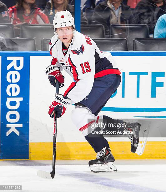 Nicklas Backstrom of the Washington Capitals skates against the Tampa Bay Lightning at the Tampa Bay Times Forum on January 9, 2014 in Tampa, Florida.