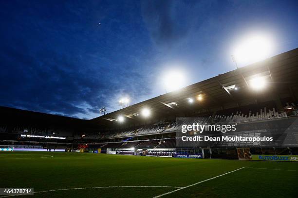 General view of the stadium prior to the UEFA Youth League Round of 16 match between RSC Anderlecht and FC Barcelona held at Constant Vanden Stock...