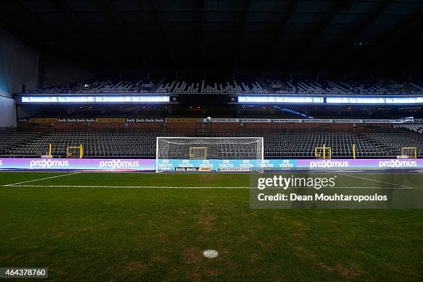 General view of the stadium prior to the UEFA Youth League Round of 16 match between RSC Anderlecht and FC Barcelona held at Constant Vanden Stock...