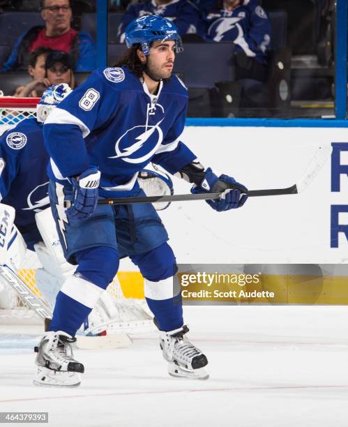 Mark Barberio of the Tampa Bay Lightning skates against the Washington Capitals at the Tampa Bay Times Forum on January 9, 2014 in Tampa, Florida.