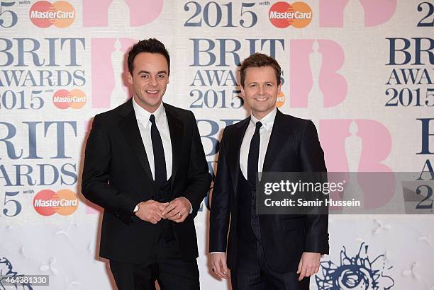 Ant and Dec attend the BRIT Awards 2015 at The O2 Arena on February 25, 2015 in London, England.