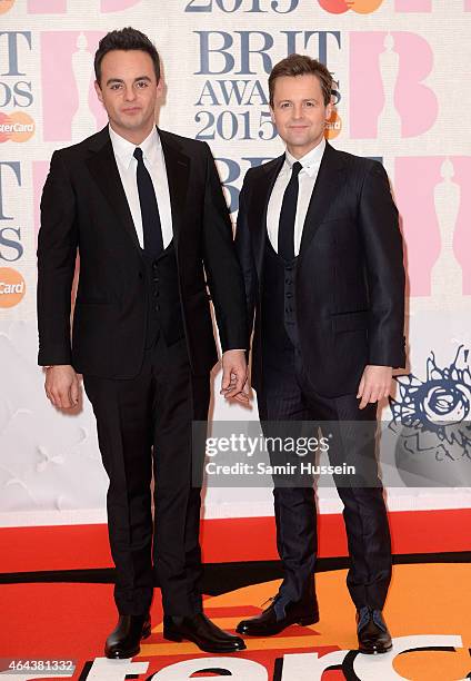 Ant and Dec attend the BRIT Awards 2015 at The O2 Arena on February 25, 2015 in London, England.