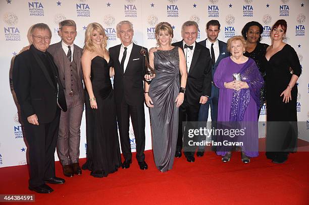 Holly Willoughby and Phillip Schofield pose after winning the Best Daytime award for This Morning with Chris Steele, Jeff Brazier, Ruth Langsford,...