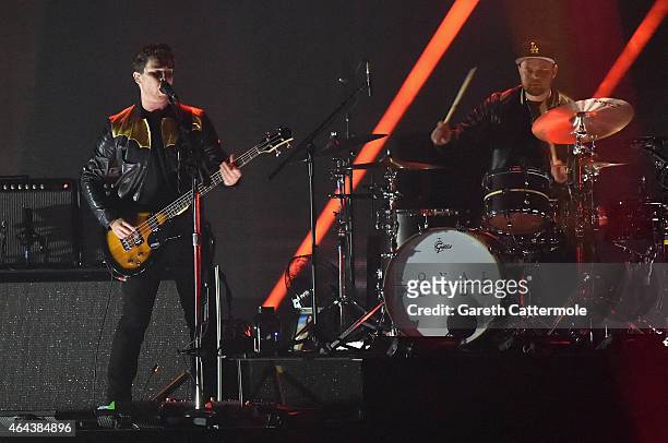 Royal Blood on stage during the BRIT Awards 2015 at The O2 Arena on February 25, 2015 in London, England.