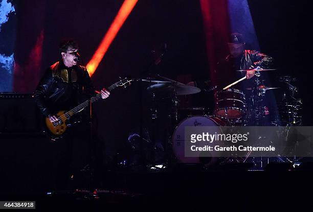Royal Blood on stage during the BRIT Awards 2015 at The O2 Arena on February 25, 2015 in London, England.