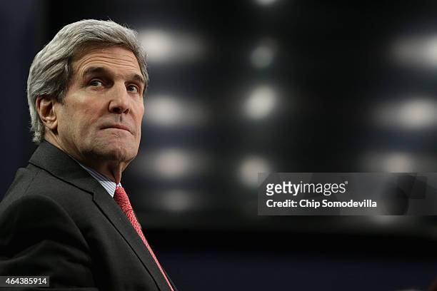 Secretary of State John Kerry testifies before the House Appropriations Committee's State, Foreign Operations and Related Programs Subcommittee about...
