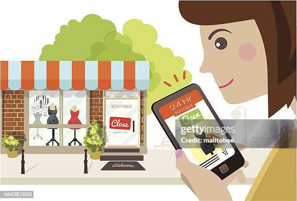 online store is always open - store window stock illustrations