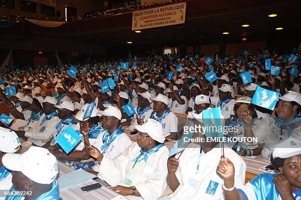 Union for the Republic's supporters attend the party's national gathering in Kara on February 25, 2015. Togo's ruling party today announced that...
