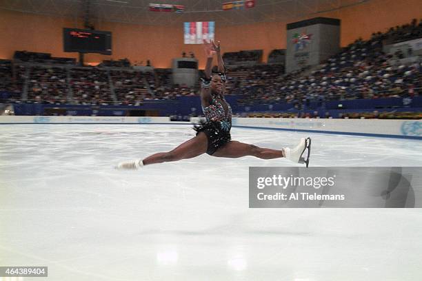 Winter Olympics: France Surya Bonaly in action during Women's Free Program at White Ring. Nagano, Japan 2/18/1998 CREDIT: Al Tielemans