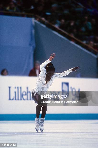 Winter Olympics: France Surya Bonaly in action during Women's Long Program at Hamar Olympic Amphitheatre. Storhamar, Norway 2/25/1994 CREDIT: Heinz...