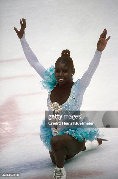 Winter Olympics: France Surya Bonaly in action during Women's Original Program at Halle Olympique. Albertville, France 2/21/1992 CREDIT: Heinz...