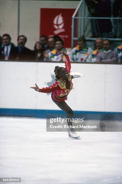 Winter Olympics: France Surya Bonaly in action during Women's Free Program at Halle Olympique. Albertville, France 2/21/1992 CREDIT: Richard Mackson