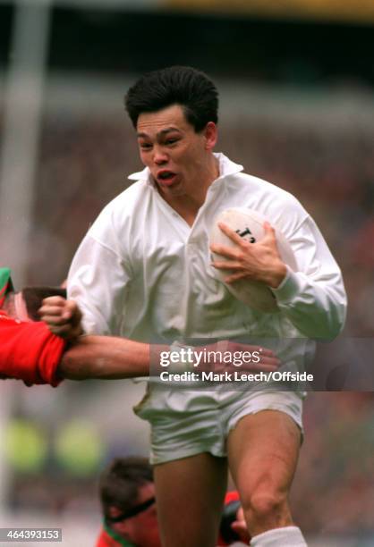 March 1992 - 5 Nations Rugby - England v Wales, England winger Rory Underwood.