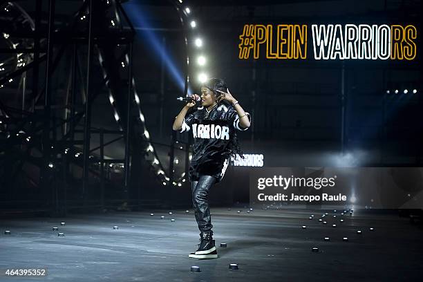 Singer Azealia Banks performs at Philipp Plein show during the Milan Fashion Week Autumn/Winter 2015 on February 25, 2015 in Milan, Italy.