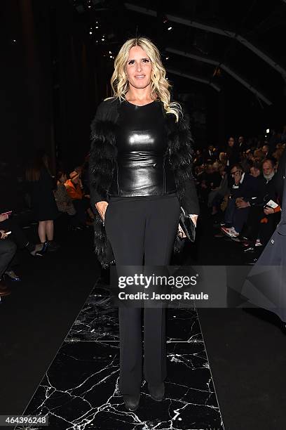 Tiziana Rocca attends the Fausto Puglisi show during the Milan Fashion Week Autumn/Winter 2015 on February 25, 2015 in Milan, Italy.