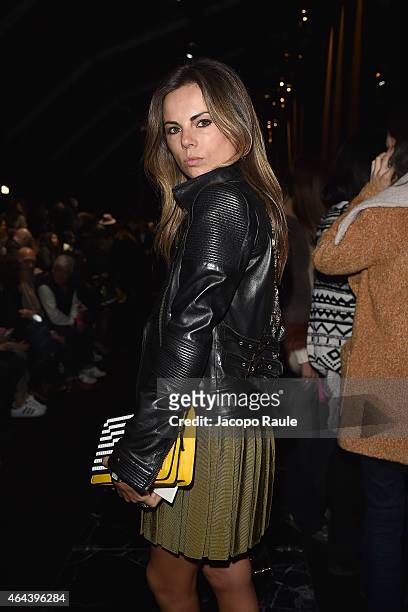 Erica Pelosini attends the Fausto Puglisi show during the Milan Fashion Week Autumn/Winter 2015 on February 25, 2015 in Milan, Italy.