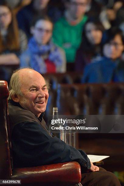 Quentin Blake addresses The Cambridge Union on February 25, 2015 in Cambridge, Cambridgeshire.