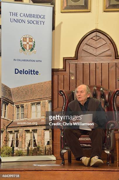 Quentin Blake addresses The Cambridge Union on February 25, 2015 in Cambridge, Cambridgeshire.