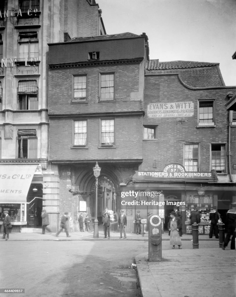 West Gateway leading to the Church of St Bartholomew the Great, West Smithfield, London, 1915.