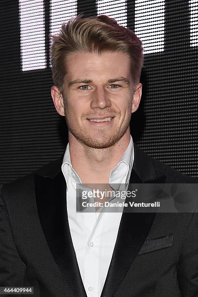 Nico Hulkenberg attends the Philipp Plein show during the Milan Fashion Week Autumn/Winter 2015 on February 25, 2015 in Milan, Italy.