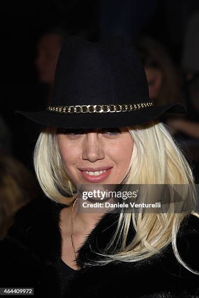 Wanda Nara attends the Philipp Plein show during the Milan Fashion Week Autumn/Winter 2015 on February 25, 2015 in Milan, Italy.