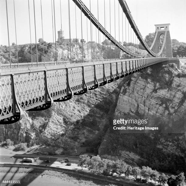 The Clifton Suspension Bridge, Bristol, Avon. The bridge spans the Clifton Gorge cut by the River Avon on the edge of Bristol. The bridge was...