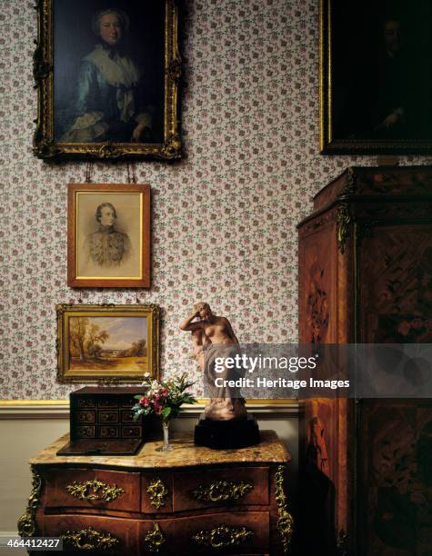 Detail of furnishings in Lady Braybrooke's Sitting Room at Audley End House, Saffron Walden, Essex, 1994. Although the room is Victorian in...