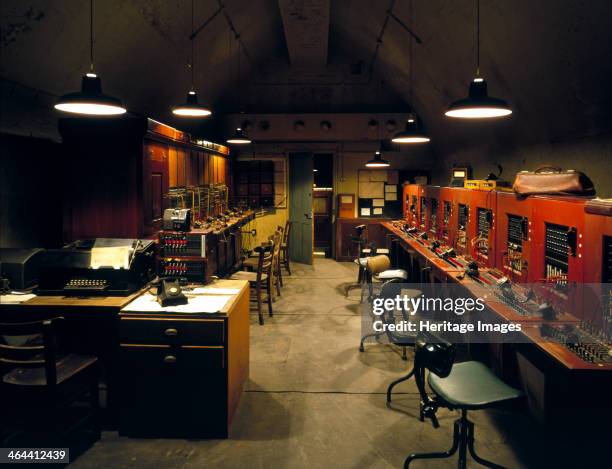 The reconstructed underground telephone and telex exchange beneath Dover Castle, Kent, 1995. From the middle ages onwards, miles of tunnels were...