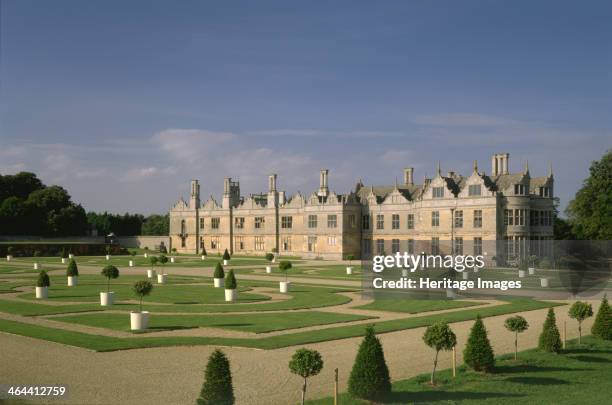 West front and parterre, Kirby Hall, Northamptonshire, 1998. Kirby Hall was one of the finest houses built in the 17th century. Begun in 1570 by Sir...