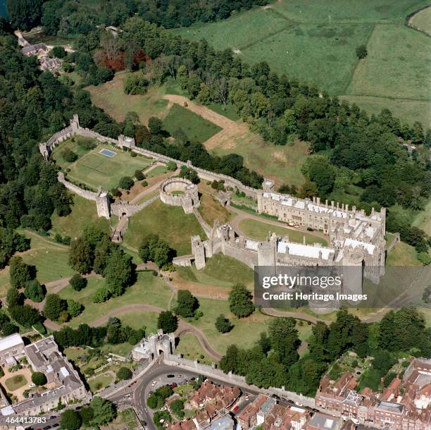 Arundel Castle, Arundel, West Sussex, 1998. Arundel Castle is home to the Dukes of Norfolk. At its centre is a Norman earthen motte. The shell keep...