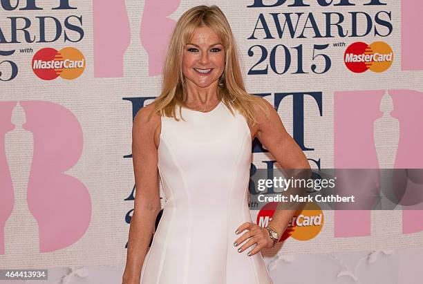 Sarah Hadland attends the BRIT Awards 2015 at The O2 Arena on February 25, 2015 in London, England.