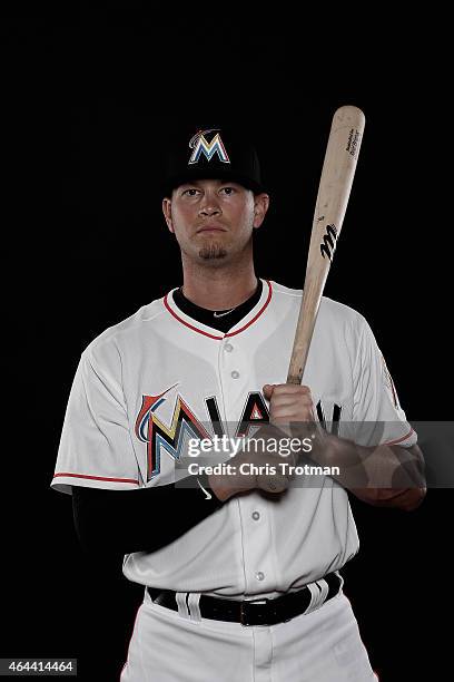 Reid Brignac of the Miami Marlins poses for a photograph at Spring Training photo day at Roger Dean Stadium on February 25, 2015 in Jupiter, Florida.