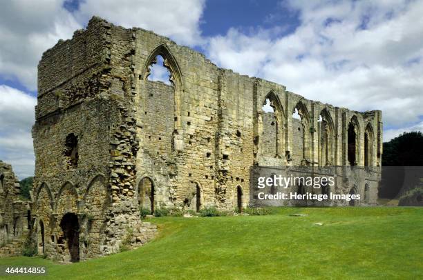 Dining hall from the south, Easby Abbey, North Yorkshire, 2000.
