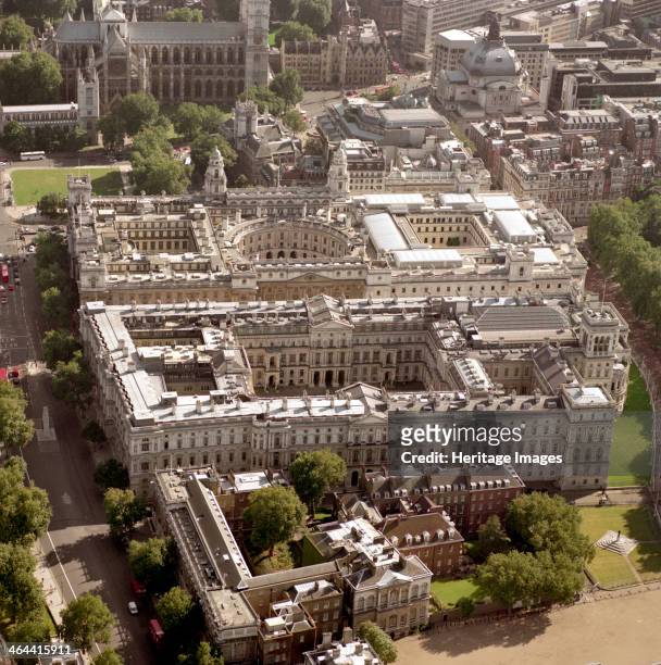 Foreign Office and Treasury, Whitehall, London, 2002.Whitehall, the route between Trafalgar Square and the Houses of Parliament, contains many...
