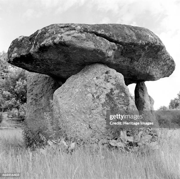 Spinster's Rock, Drewsteignton, Devon, 1945-1980. Spinsters' Rock formed part of a Neolithic tomb. The rocks, restored in 1862, were probably covered...
