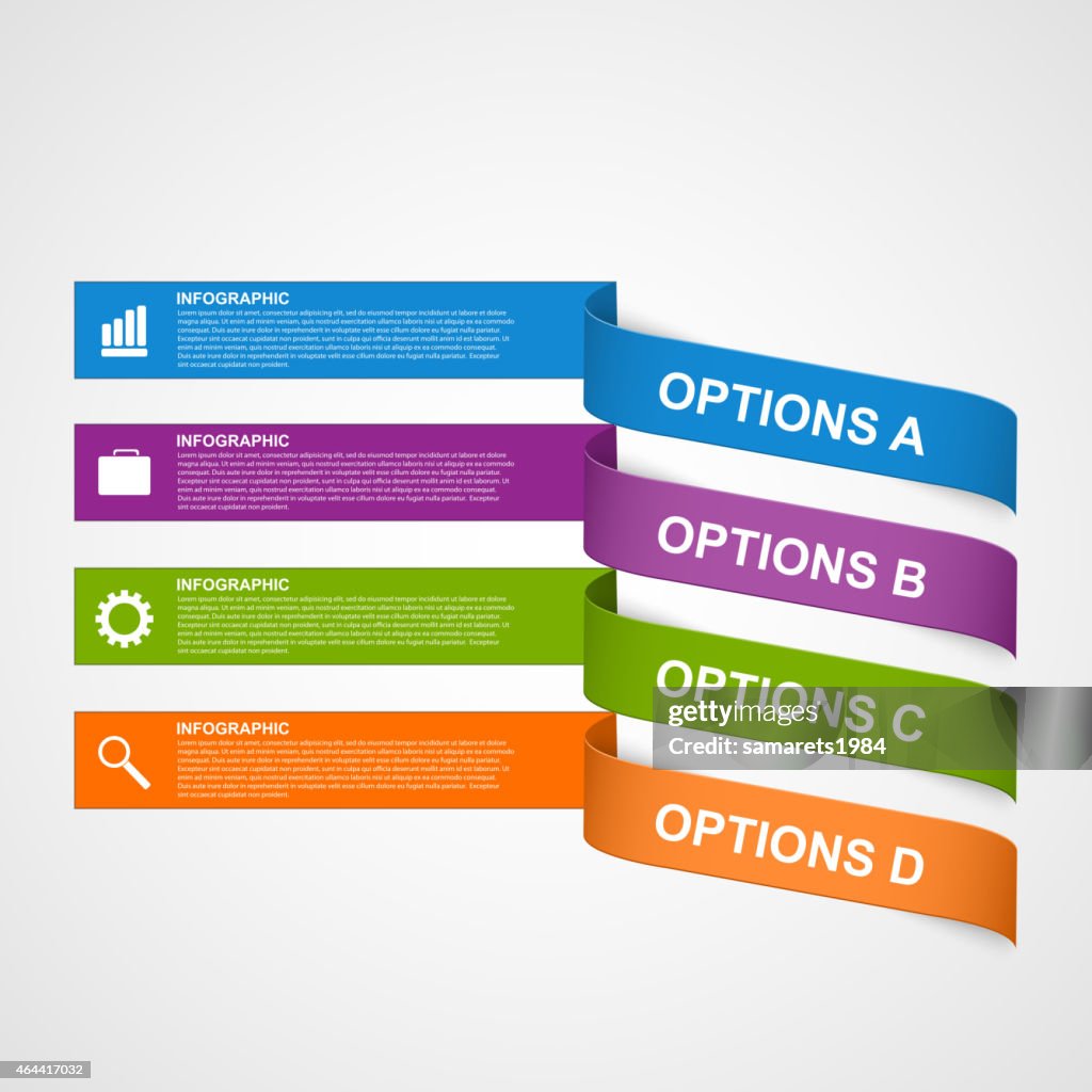 Abstract Colorful 3d Ribbons Infographic Design Element High-Res Vector ...
