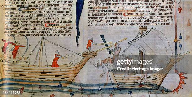 The naval Battle, ca 1340. Found in the collection of the Bibliothèque Nationale de France.