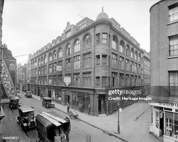 Wardour Street, Westminster, London, 1923. This building was designed by William Woodward in 1906-8. Its ground floor houses several cinema-related...