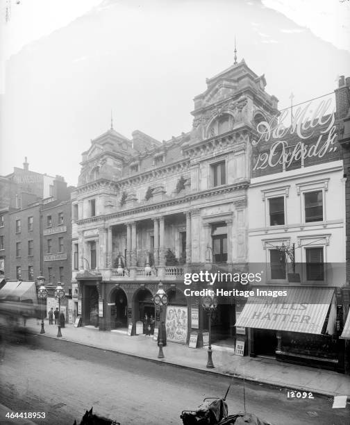 The Oxford Music Hall, London, 1893. The Oxford Music Hall, on the north side of Oxford Street between AE Mills the Hatter and Goldstein's Chemical...