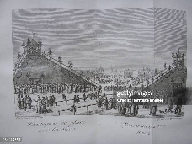 Shrove-tide Fete on the Neva in St. Petersburg, Early 19th cen.. Found in the collection of the Russian National Library, St. Petersburg.