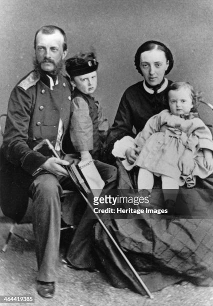 Grand Duke Michael Nikolaevich of Russia and his family, c1862-c1863. Grand Duke Michael was the fourth son of Tsar Alexander I and Charlotte of...