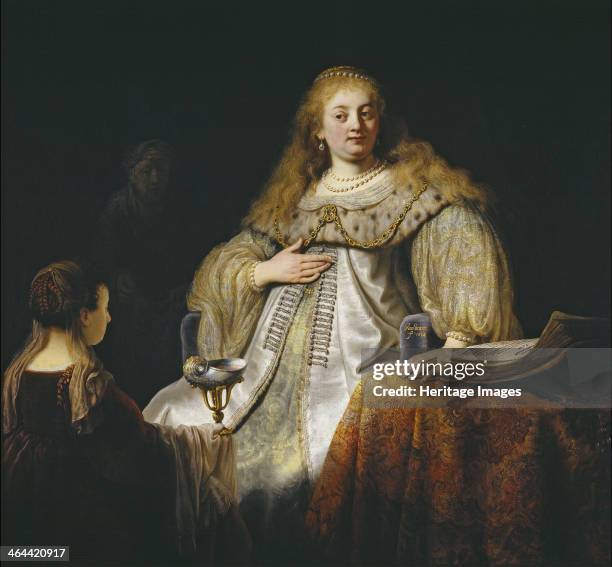 Judith at the banquet of Holofernes, 1634. Found in the collection of the Museo del Prado, Madrid.