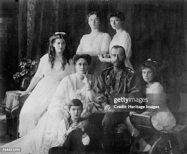 The Family of Tsar Nicholas II of Russia, 1910s. The Tsar , Tsarina Alexandra and their children Grand Duchesses Olga , Tatiana , Maria , Anastasia...