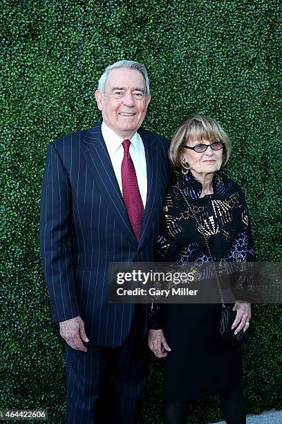 Dan Rather and his wife Jean Goebel pose on the red carpet for the Texas Medal of Arts Awards at the Long Center on February 25, 2015 in Austin,...