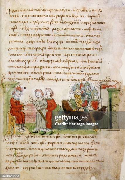 Askold and Dir asked by Rurik for a permission to go to Constantinople , 15th century. Found in the collection of the Library of the Russian Academy...