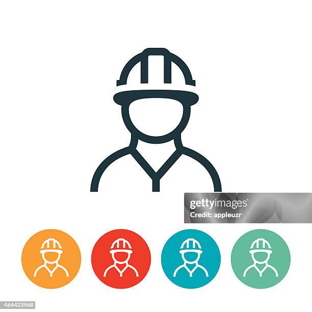 construction worker icon - protective headwear stock illustrations