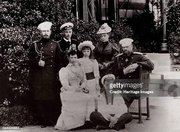 The Russian Imperial family, c1892-c1894. Tsarevich Nicholas , Grand Duke George , the Empress Maria Feodorovna , Grand Duchess Olga , Grand Duchess...