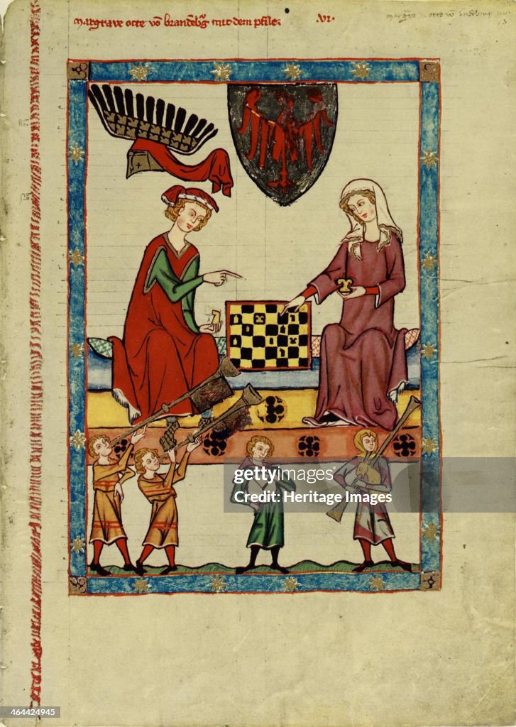 Margrave Otto IV of Brandenburg Playing Chess (From the Codex Manesse), Between 1305 and 1340. Artist: Anonymous