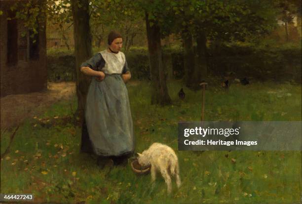 Woman from Laren with lamb, 1885. Found in the collection of the Gemeentemuseum Den Haag.