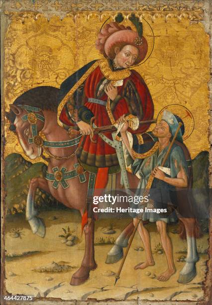 Saint Martin Sharing his Cloak, c. 1440. Found in the collection of the Museu Nacional d'Art de Catalunya, Barcelona.